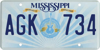 MS license plate AGK734
