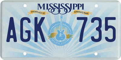 MS license plate AGK735