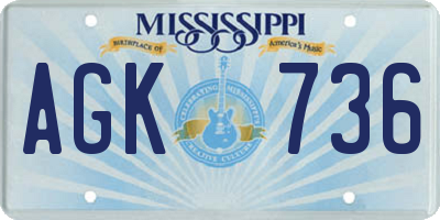MS license plate AGK736