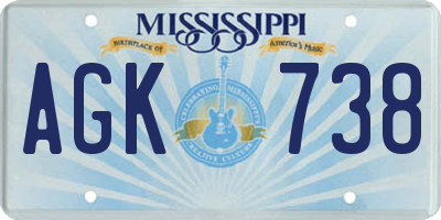 MS license plate AGK738