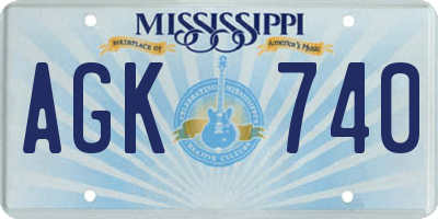 MS license plate AGK740