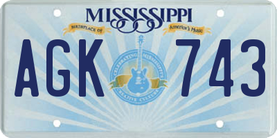 MS license plate AGK743