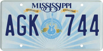 MS license plate AGK744