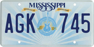 MS license plate AGK745