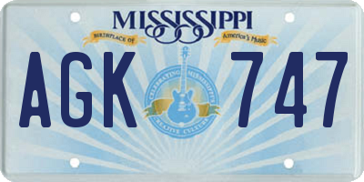 MS license plate AGK747