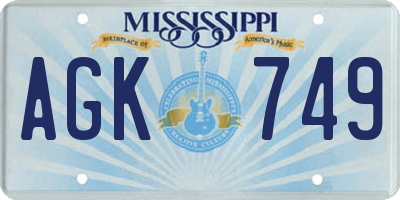MS license plate AGK749
