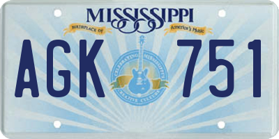 MS license plate AGK751