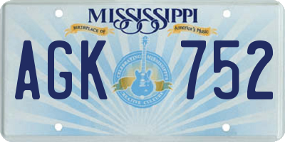 MS license plate AGK752