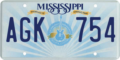 MS license plate AGK754