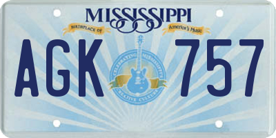 MS license plate AGK757