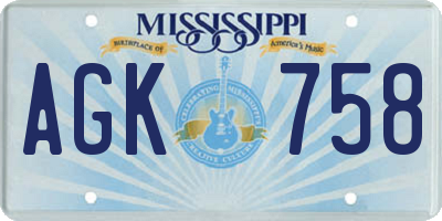 MS license plate AGK758