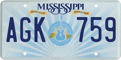 MS license plate AGK759