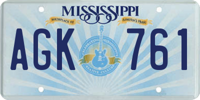 MS license plate AGK761