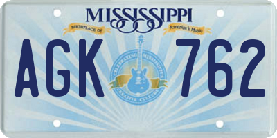 MS license plate AGK762