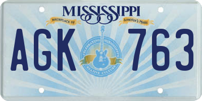 MS license plate AGK763