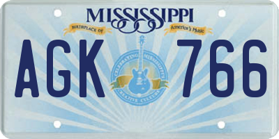 MS license plate AGK766