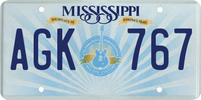MS license plate AGK767