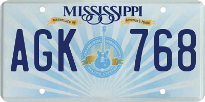 MS license plate AGK768