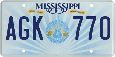 MS license plate AGK770