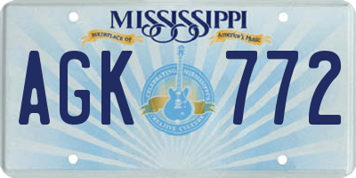MS license plate AGK772
