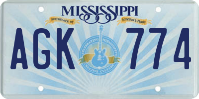 MS license plate AGK774