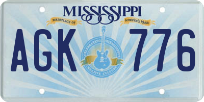 MS license plate AGK776