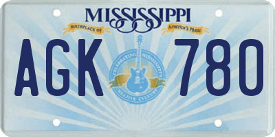 MS license plate AGK780