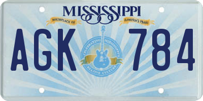 MS license plate AGK784