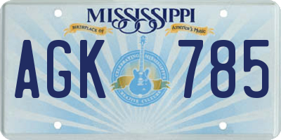 MS license plate AGK785