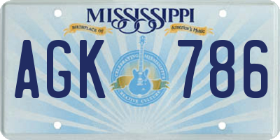 MS license plate AGK786