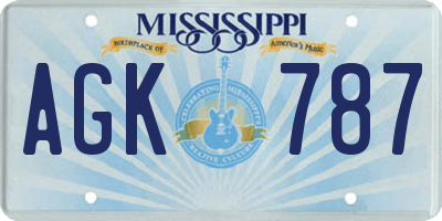 MS license plate AGK787