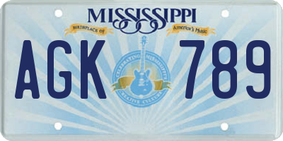 MS license plate AGK789