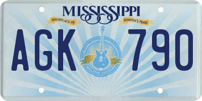 MS license plate AGK790