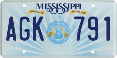 MS license plate AGK791