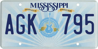 MS license plate AGK795