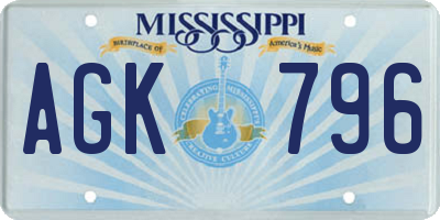 MS license plate AGK796