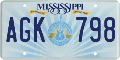MS license plate AGK798
