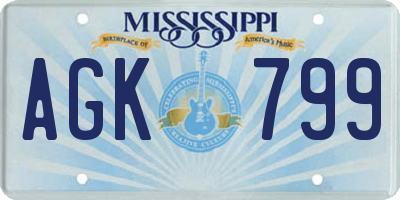MS license plate AGK799