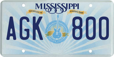 MS license plate AGK800