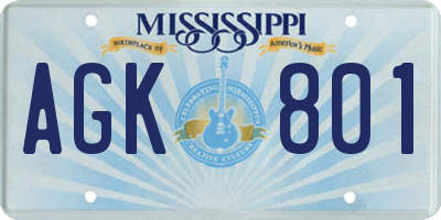 MS license plate AGK801