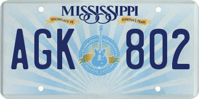MS license plate AGK802
