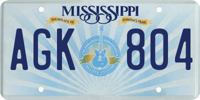 MS license plate AGK804