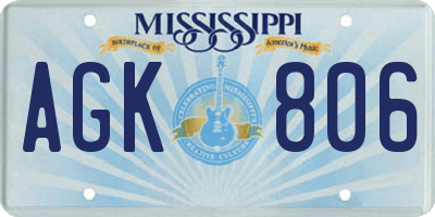 MS license plate AGK806