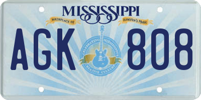 MS license plate AGK808