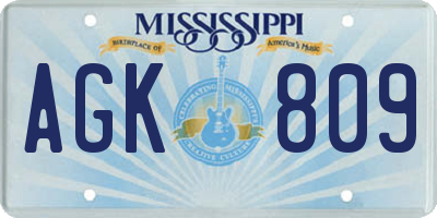 MS license plate AGK809