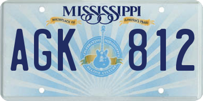 MS license plate AGK812