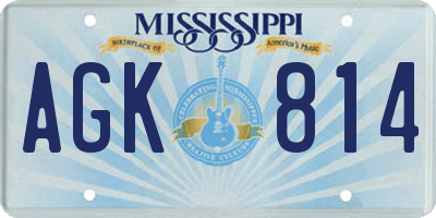 MS license plate AGK814