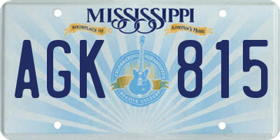 MS license plate AGK815