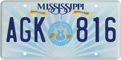 MS license plate AGK816