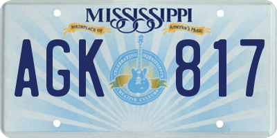 MS license plate AGK817